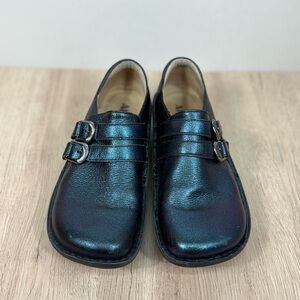 Alegria Alli Starlit Blue Leather Clogs Wedge Loafers Mules EU 40/ US 9.5-10